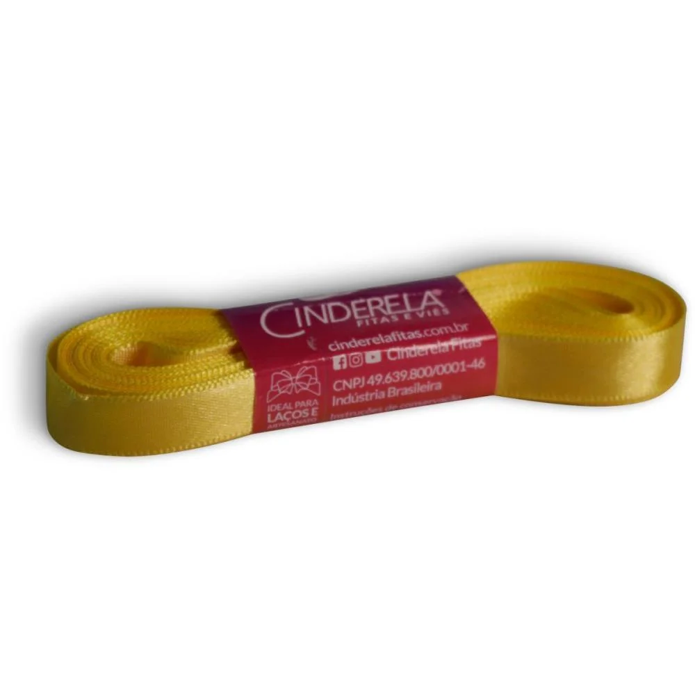 Fita De Cetim 10Mm 10M. Amarelo Canario Cinderela (Unidade) - imagem 2