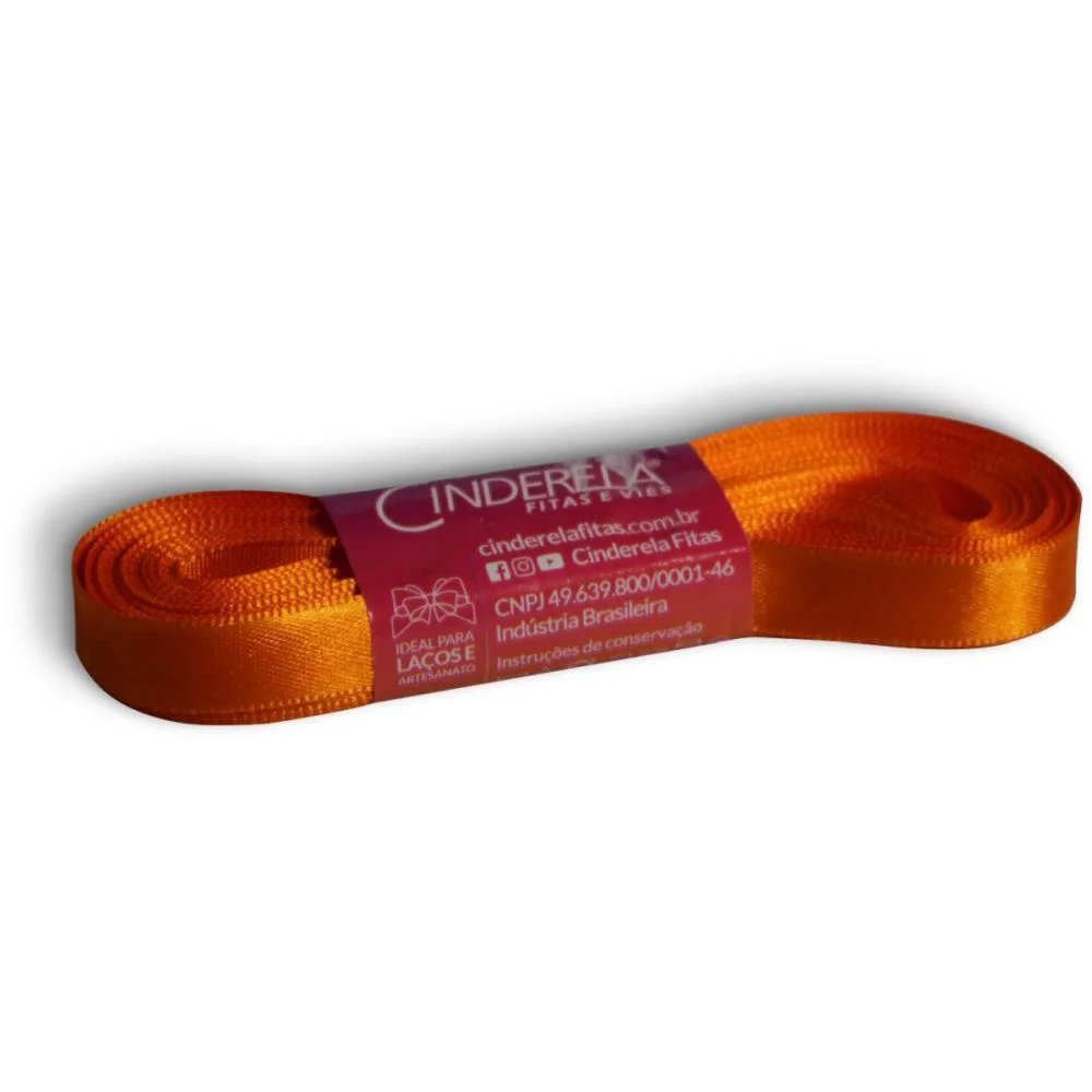 Fita De Cetim 10Mm 10M. Laranja Cinderela (Unidade) - imagem 2