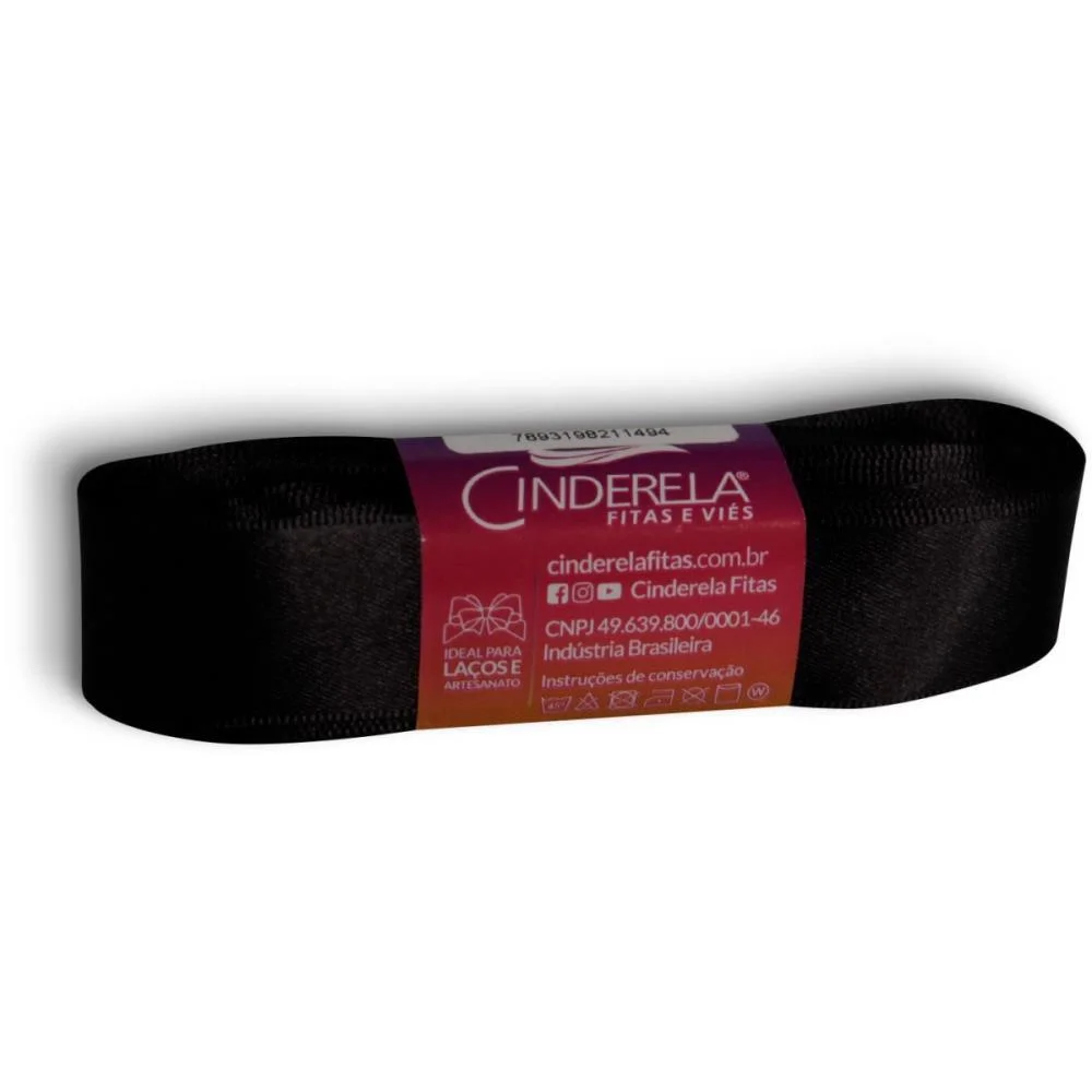 Fita De Cetim 22Mm 10M. Preto Cinderela (Unidade) - imagem 2