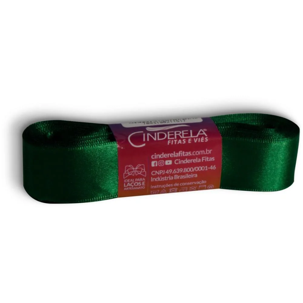 Fita De Cetim 22Mm 10M. Verde Bandeira Cinderela (Unidade) - imagem 2