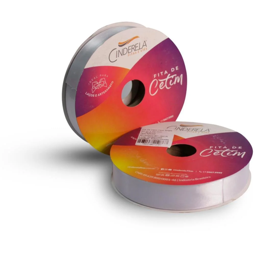 Fita De Cetim 22Mm 50M. Branca Cinderela (Unidade) - imagem 2