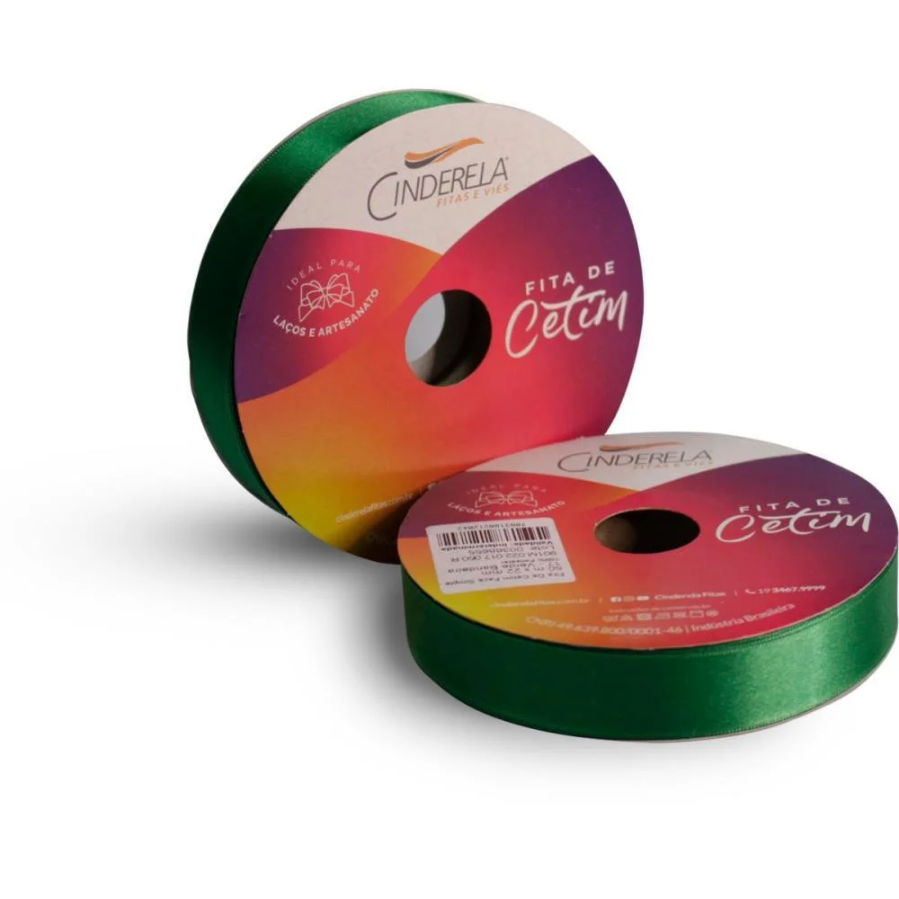 Fita De Cetim 22Mm 50M. Verde Bandeira Cinderela (Unidade) - imagem 3