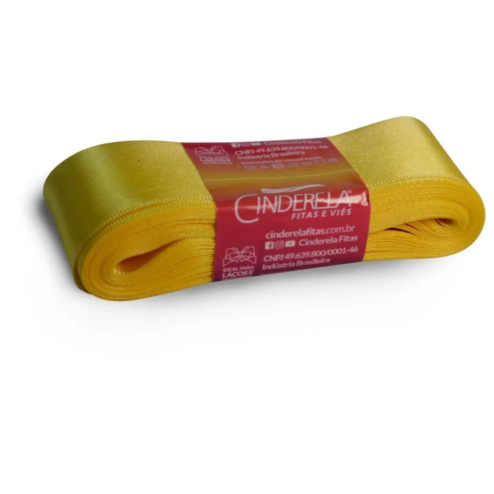 Fita De Cetim 38Mm 10M. Amarelo Canario Cinderela (Unidade) - imagem 2