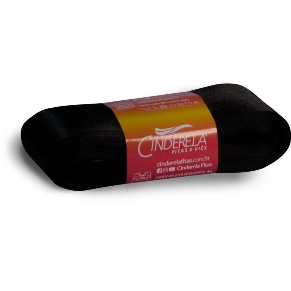 Fita De Cetim 38Mm 10M. Preto Cinderela (Unidade) - imagem 2