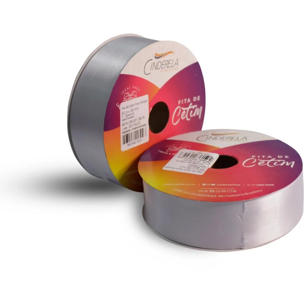 Fita De Cetim 38Mm 50M. Branca Cinderela (Unidade) - imagem 3