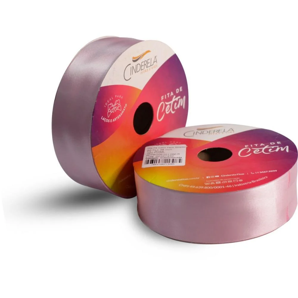 Fita De Cetim 38Mm 50M. Rosa Cinderela (Unidade) - imagem 3