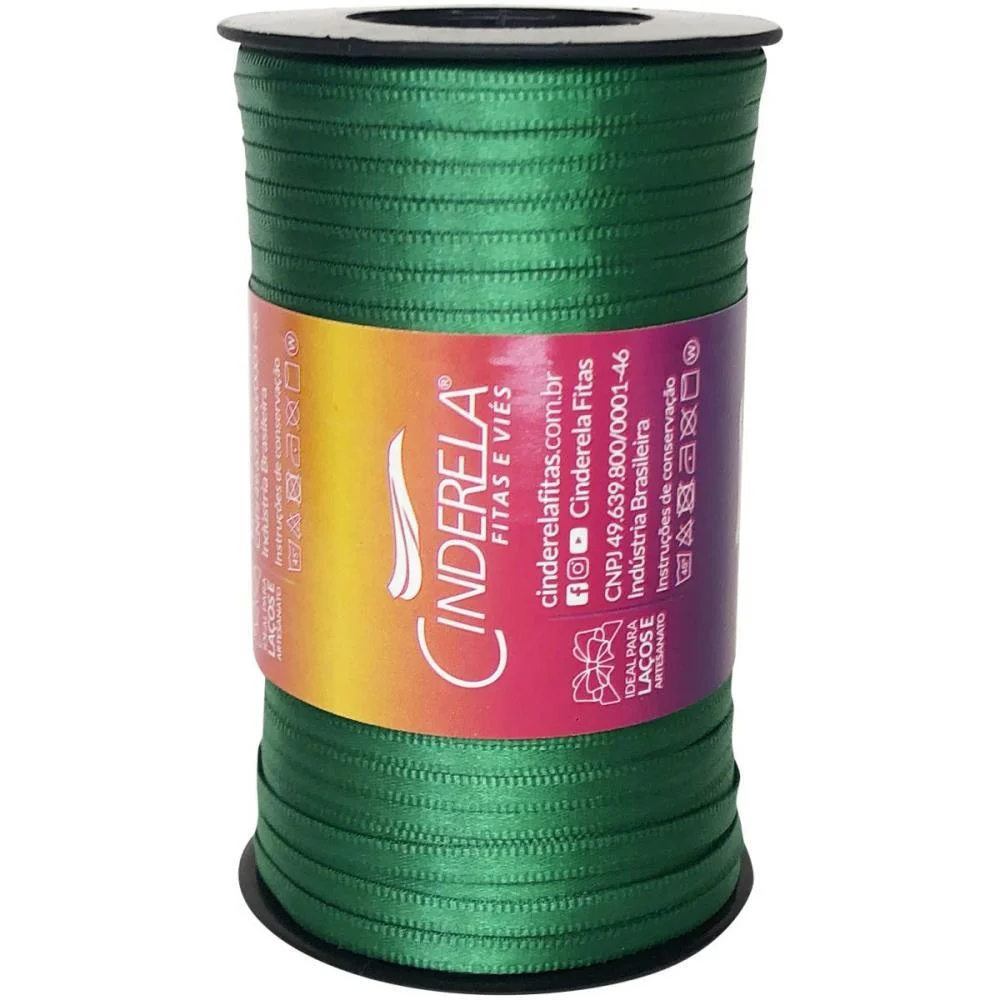 Fita De Cetim 04Mm 100M. Verde Bandeira Cinderela (Unidade) - imagem 3