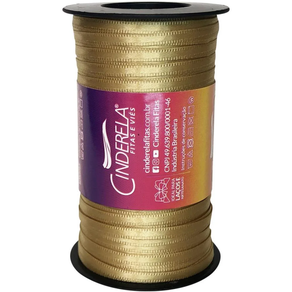 Fita De Cetim 04Mm 100M. Dourado Cinderela (Unidade) - imagem 3