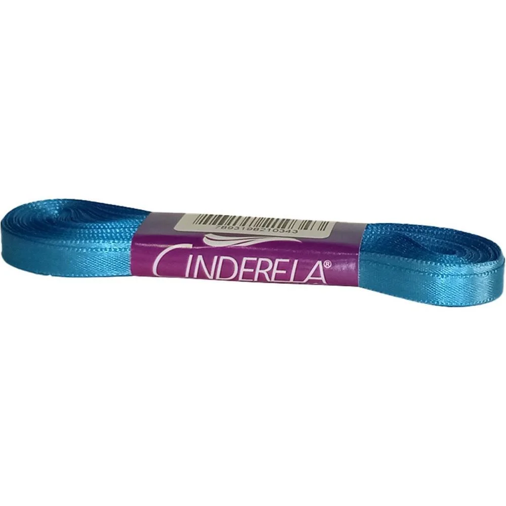 Fita De Cetim 07Mm 10M. Azul Turquesa Cinderela (Unidade) - imagem 2