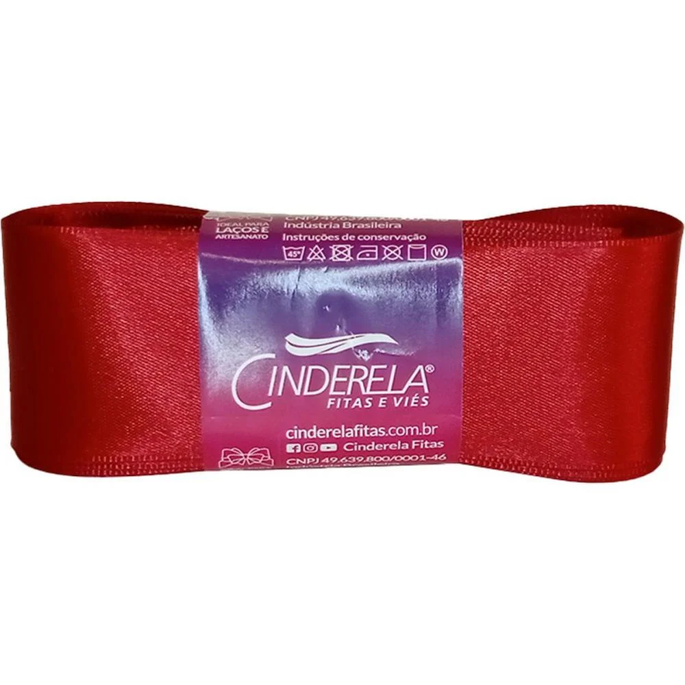 Fita De Cetim 38Mm 10M. Vermelho Cinderela (Unidade) - imagem 2