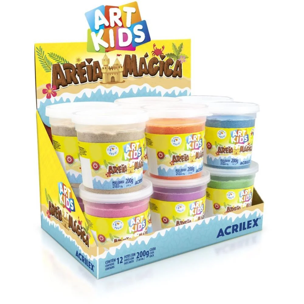 Massa Areia Magica Cores Sortidas 200G Acrilex (Dp.c/12) - imagem 2
