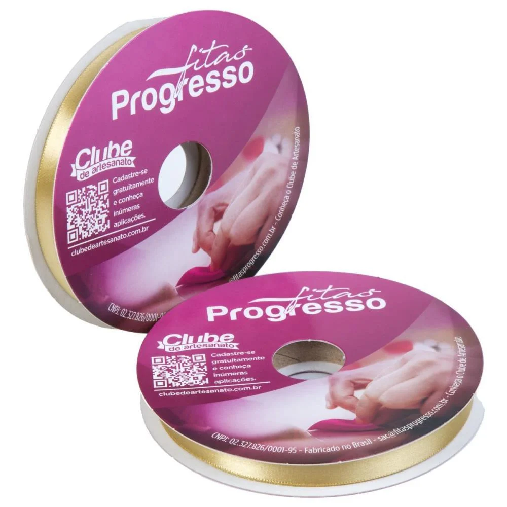Fita De Cetim 10Mm 50M. Ouro Fitas Progresso (Rolo) - imagem 2