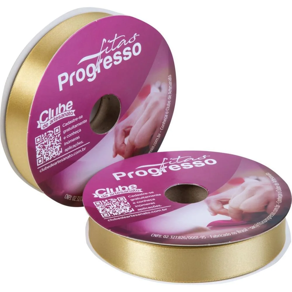 Fita De Cetim 22Mm 50M. Ouro Fitas Progresso (Rolo) - imagem 3