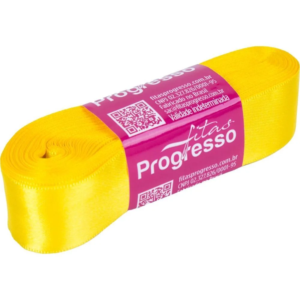 Fita De Cetim 22Mm 10M. Amarelo Gema Fitas Progresso (Unidade) - imagem 3