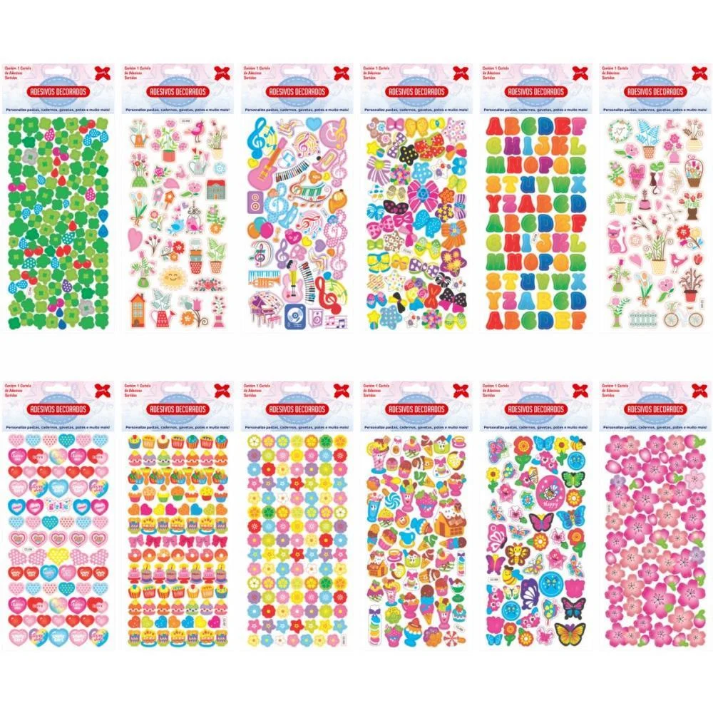 Adesivos Decorados 10X24Cm. Encanto Cartela Sort. Make+ (Pct.c/24) - imagem 2
