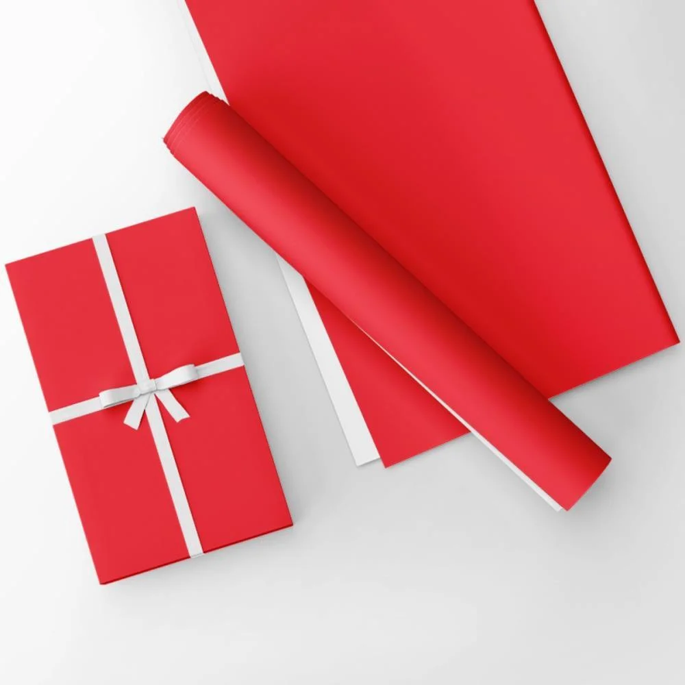 Papel Presente Bobina Couche 60Cm. Mod.717 Vermelho Gessele (Bo-100Mts) - imagem 4