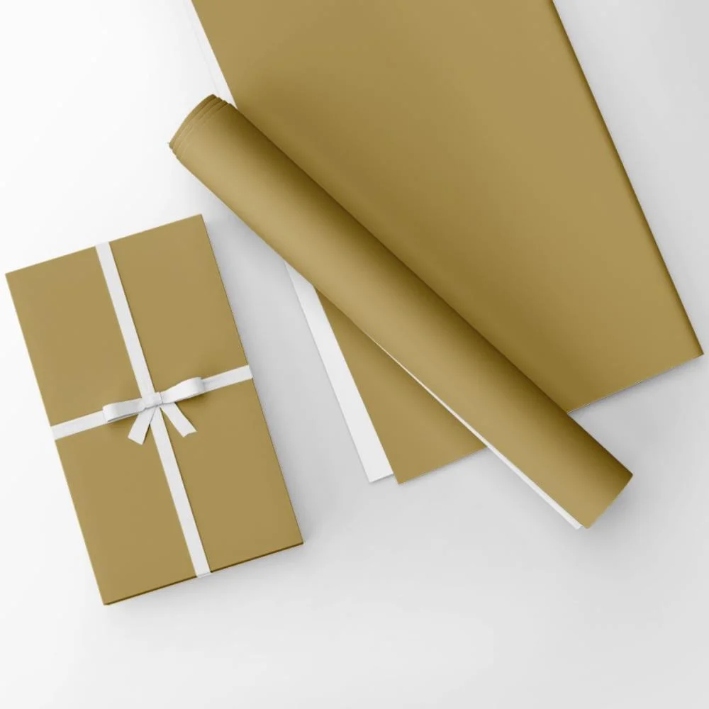 Papel Presente Bobina Couche 60Cm. Mod.400 Dourado Gessele (Bo-100Mts) - imagem 4