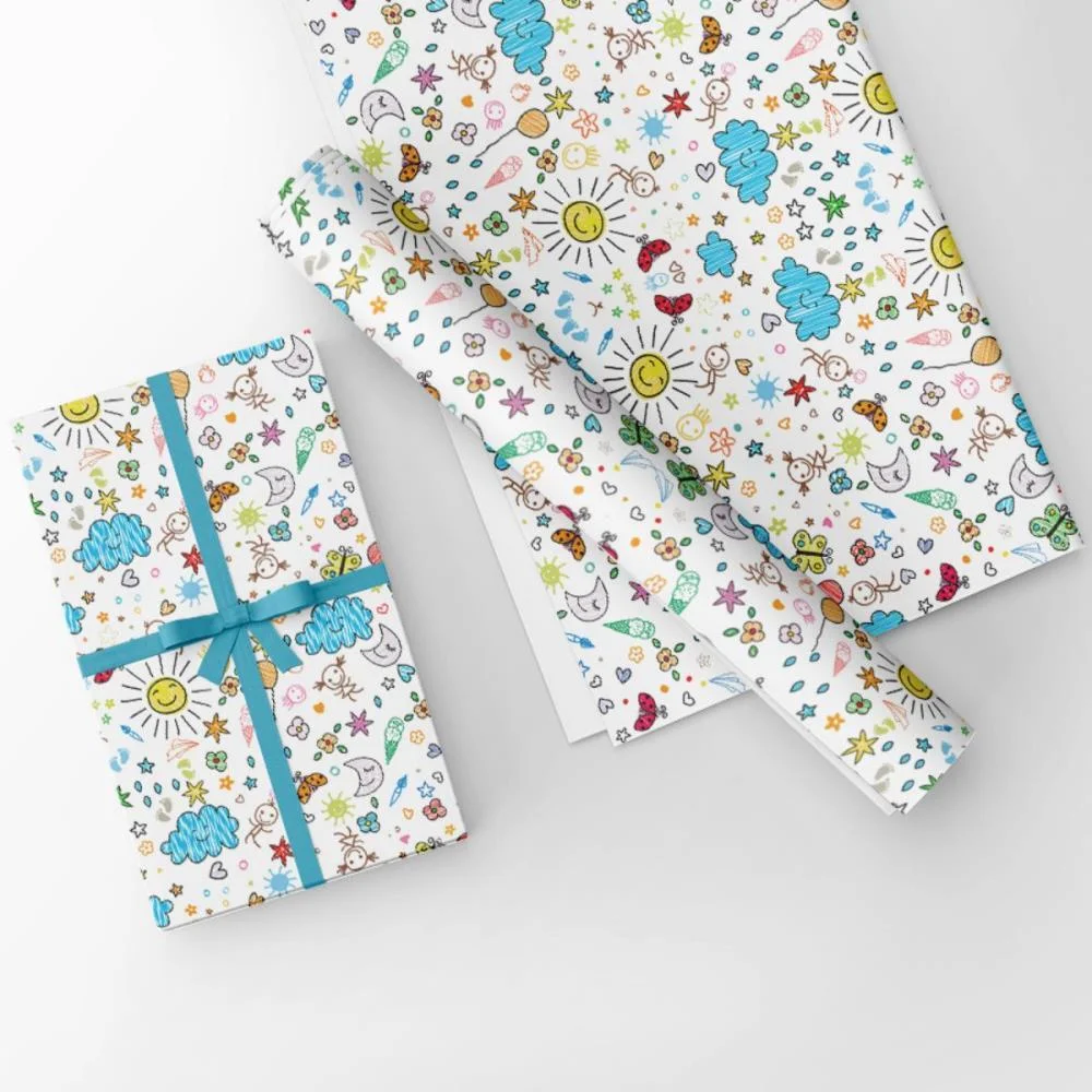 Papel Presente Bobina Couche 40Cm. Mod.154 Riscos E Rabisco Gessele (Bo-100Mts) - imagem 4