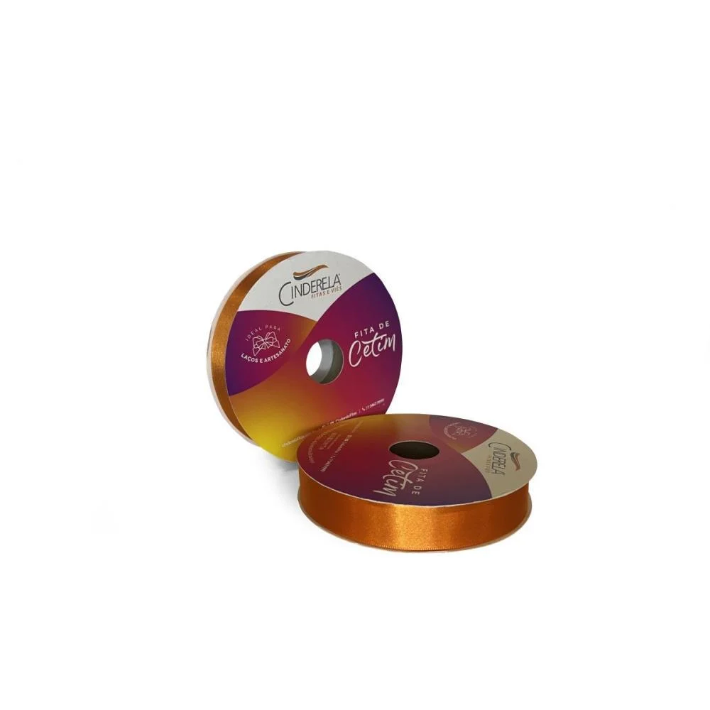 Fita De Cetim 22Mm 50M. Laranja Cinderela (Unidade) - imagem 2