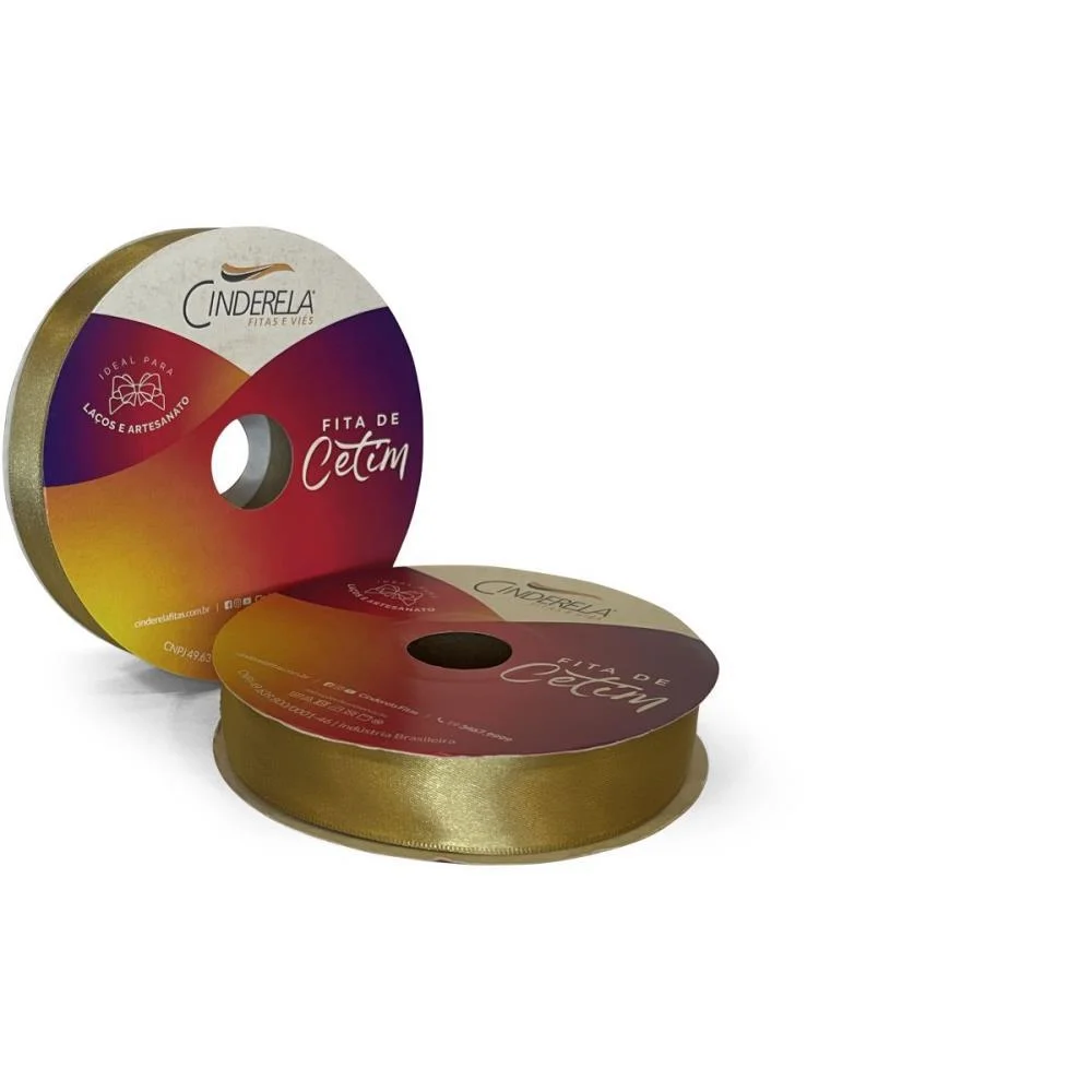 Fita De Cetim 22Mm 50M. Dourado Cinderela (Unidade) - imagem 3