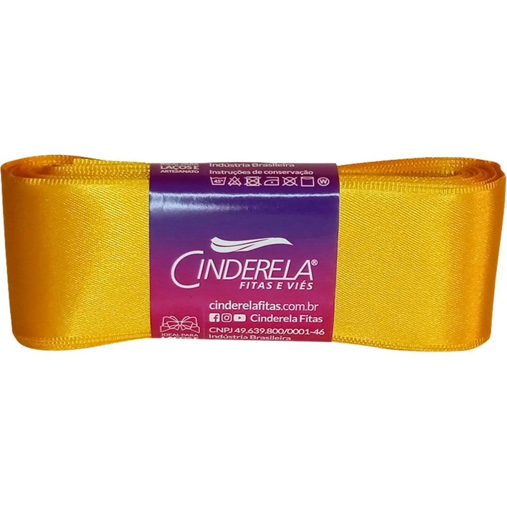 Fita De Cetim 38Mm 10M. Amarelo Ouro Cinderela (Unidade) - imagem 3