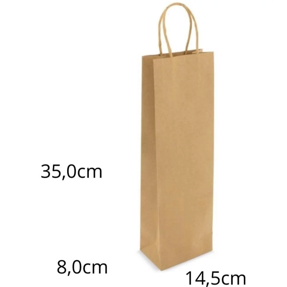 Embalagem Para Garrafa Sacola Kraft 37,5X14,5X8Cm Scrity (Pct.c/10) - imagem 3