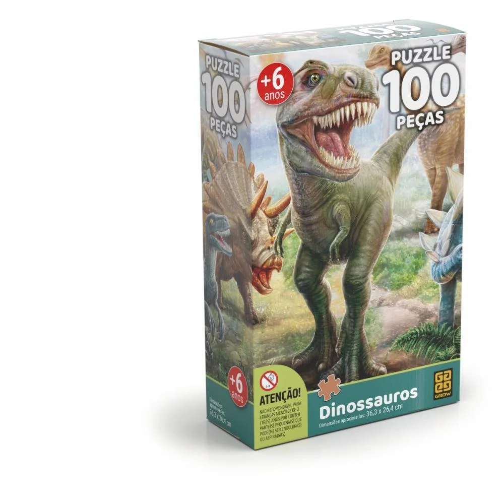Quebra-Cabeca Cartonado Dinossauro 100 Pcs Grow (Unidade) - imagem 2