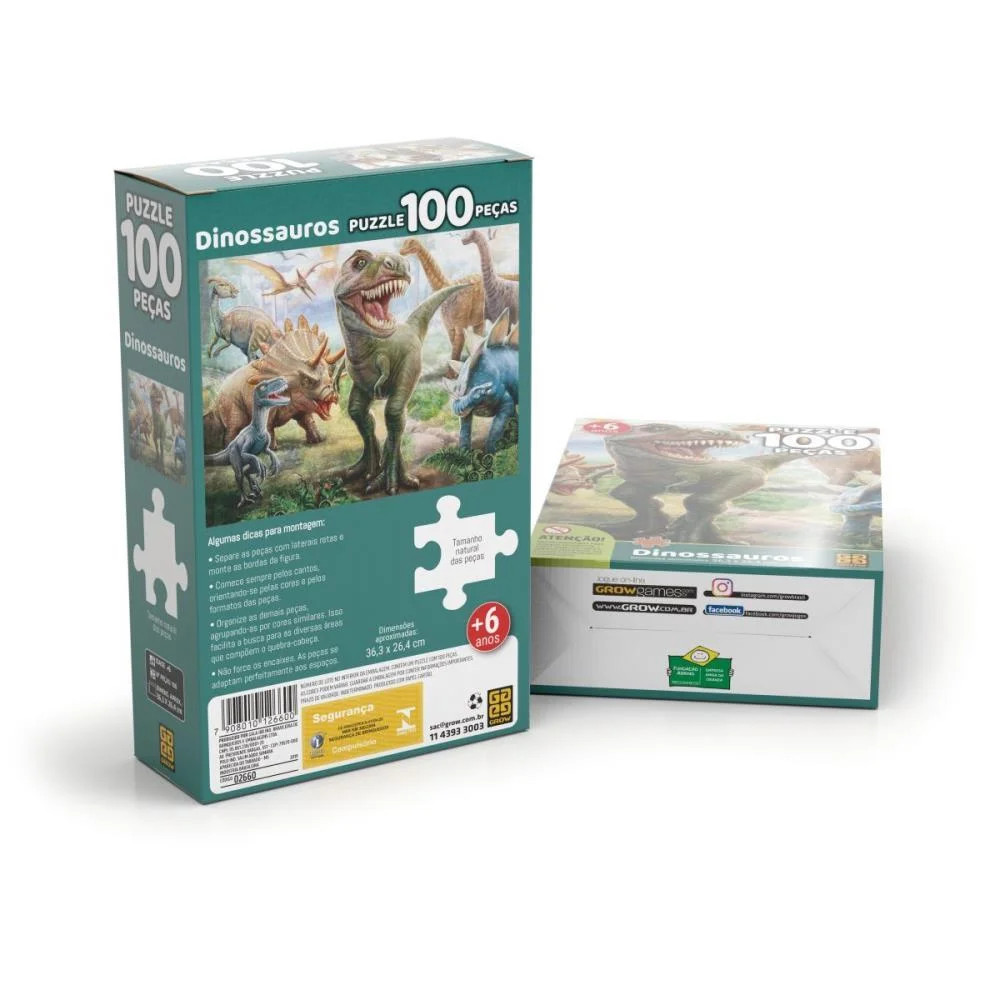 Quebra-Cabeca Cartonado Dinossauro 100 Pcs Grow (Unidade) - imagem 5
