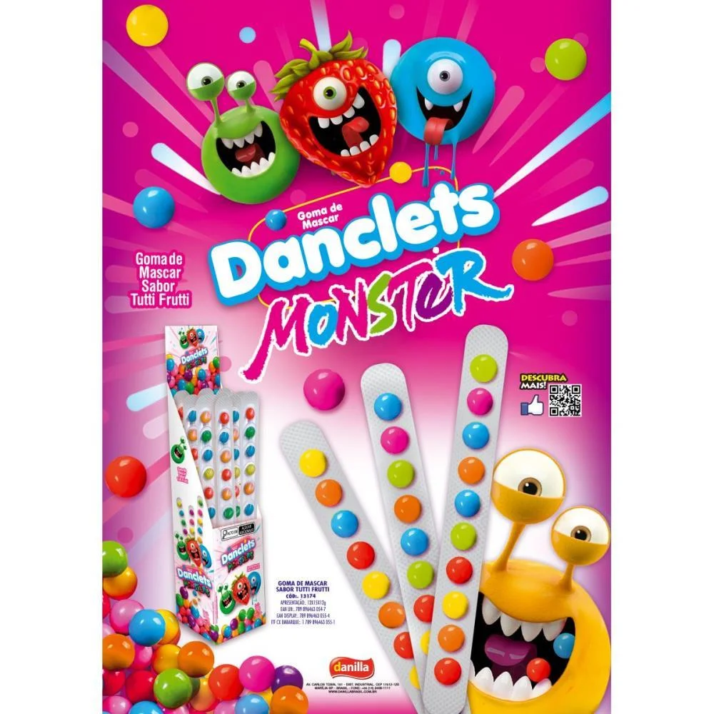 Doce Danclets Regua Monsters T.frut Danilla Foods C/ 15 Unidades - imagem 4
