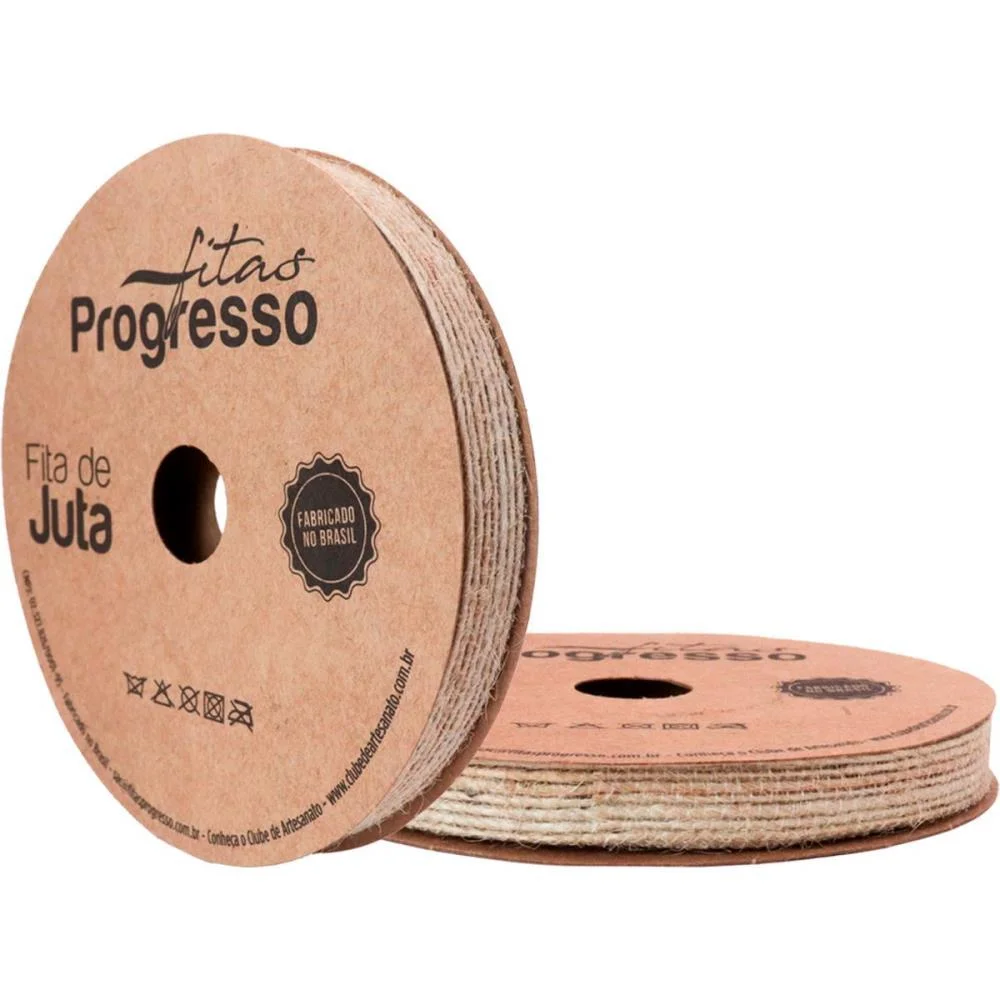 Fita Aramada De Juta 10Mmx10M. Cru Natural Fitas Progresso (Rolo) - imagem 3