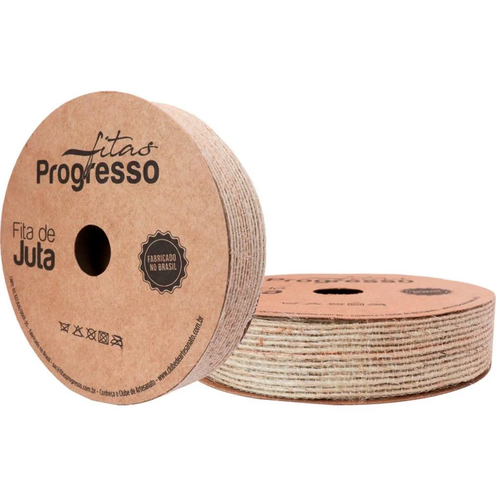 Fita Aramada De Juta 20Mmx10M. Cru Natural Fitas Progresso (Rolo) - imagem 3