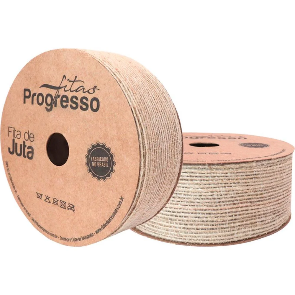 Fita Aramada De Juta 38Mmx10M. Cru Natural Fitas Progresso (Rolo) - imagem 2