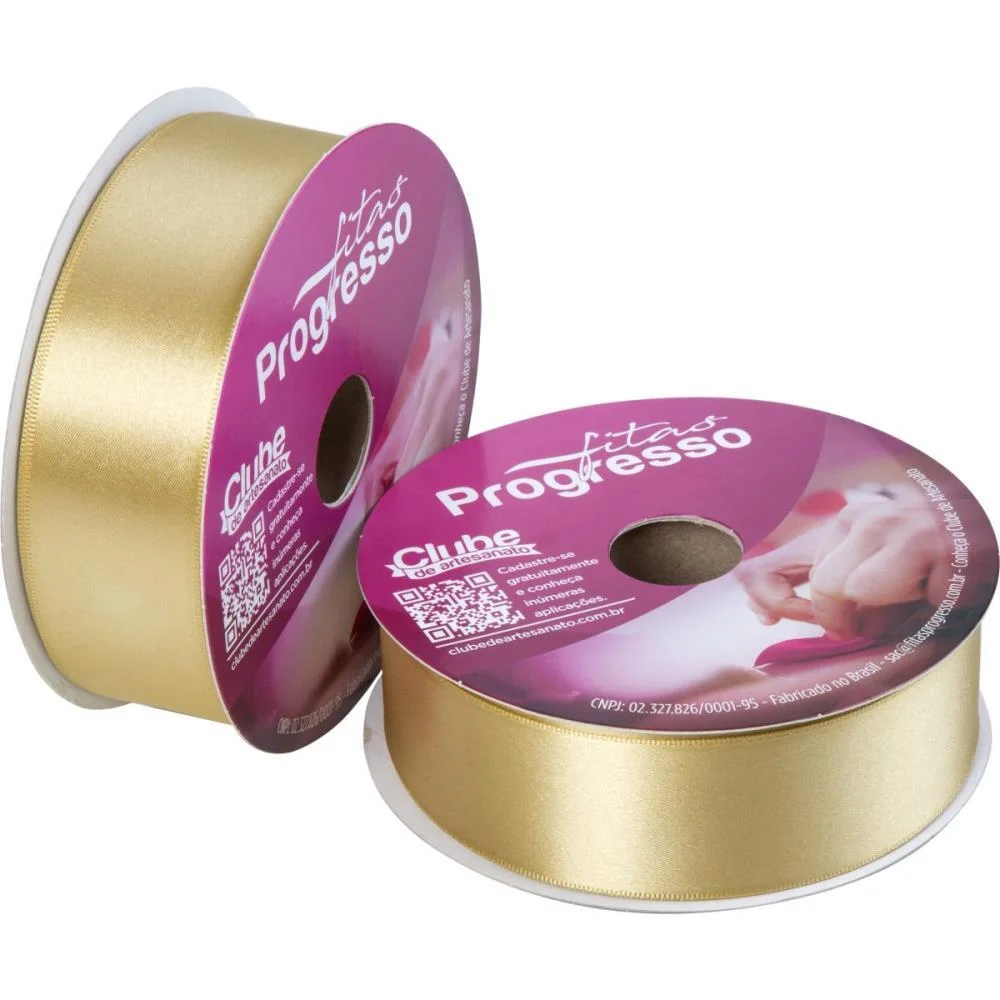 Fita De Cetim 38Mm 50M. Ouro 228 Fitas Progresso (Rolo) - imagem 2