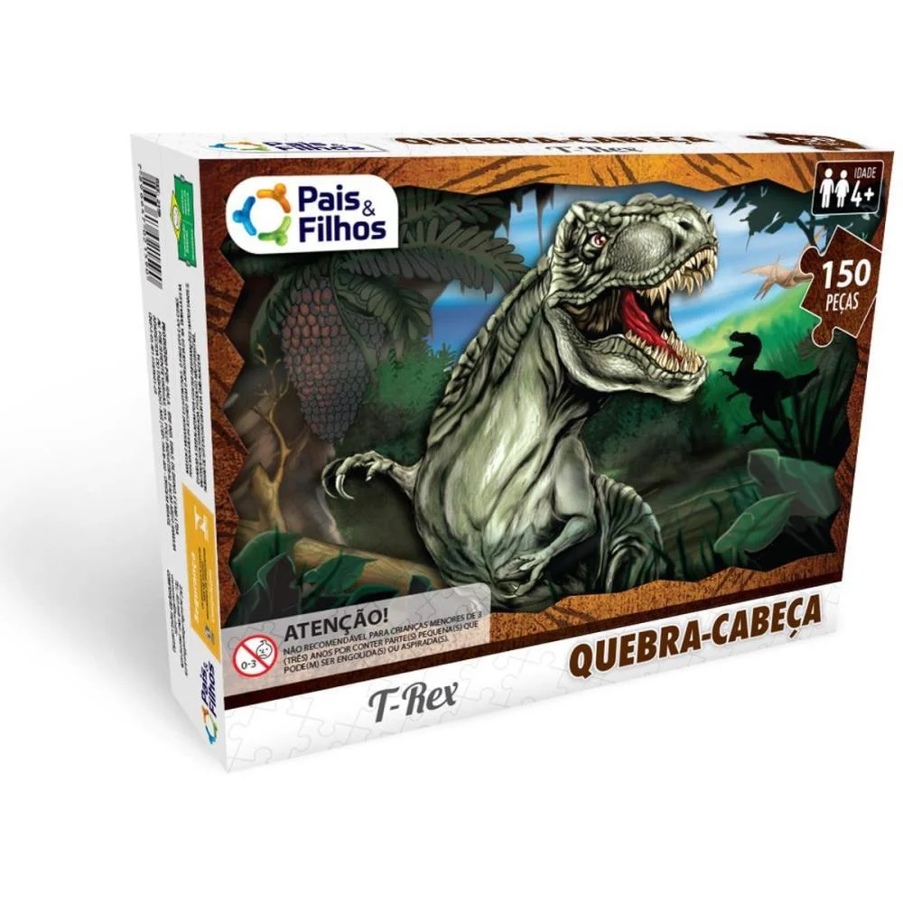 Quebra-Cabeca Cartonado T Rex Premium 150 Pcs Pais E Filhos (Unidade) - imagem 4