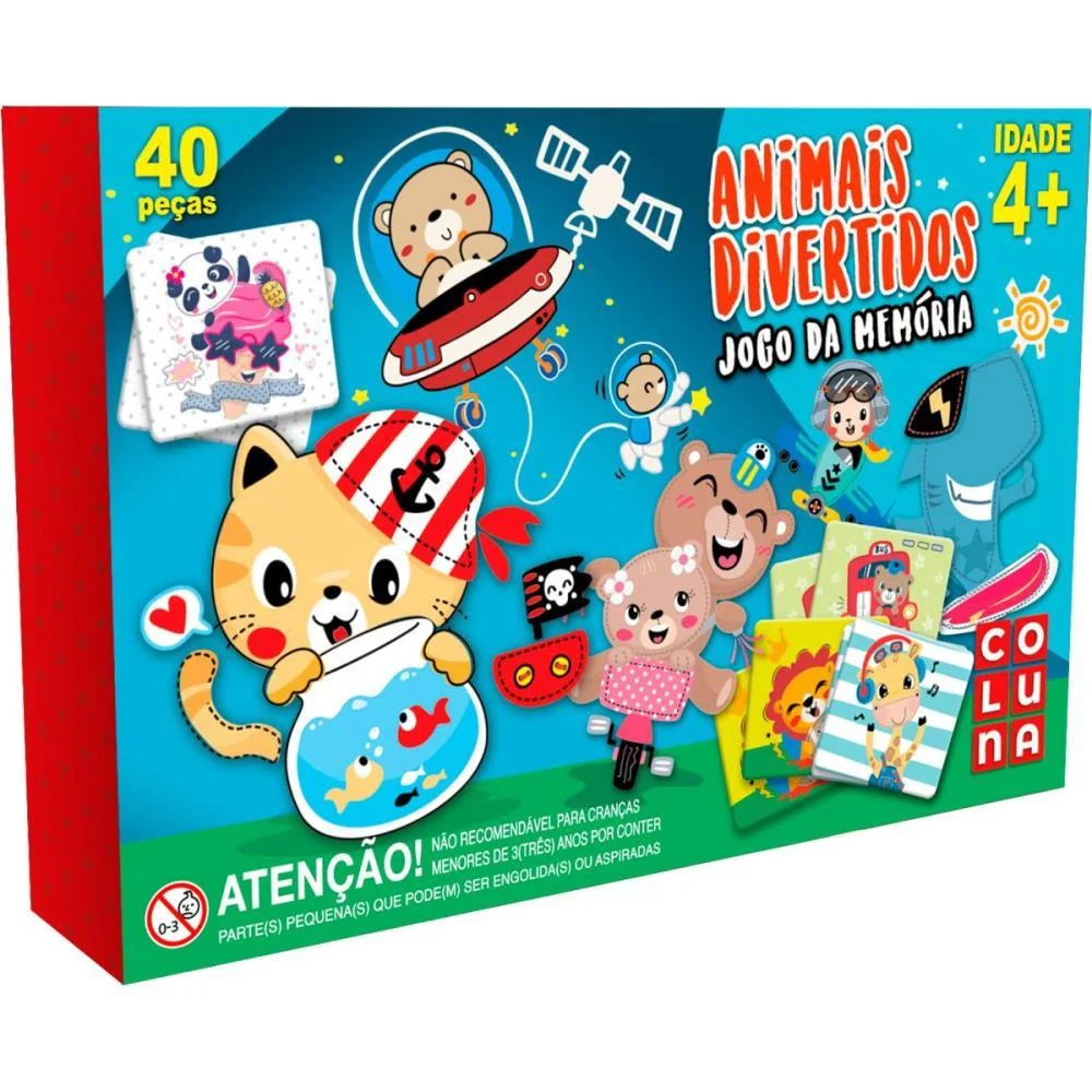 Jogo Da Memoria Animais Divertidos 40 Pecas Coluna (Unidade) - imagem 3