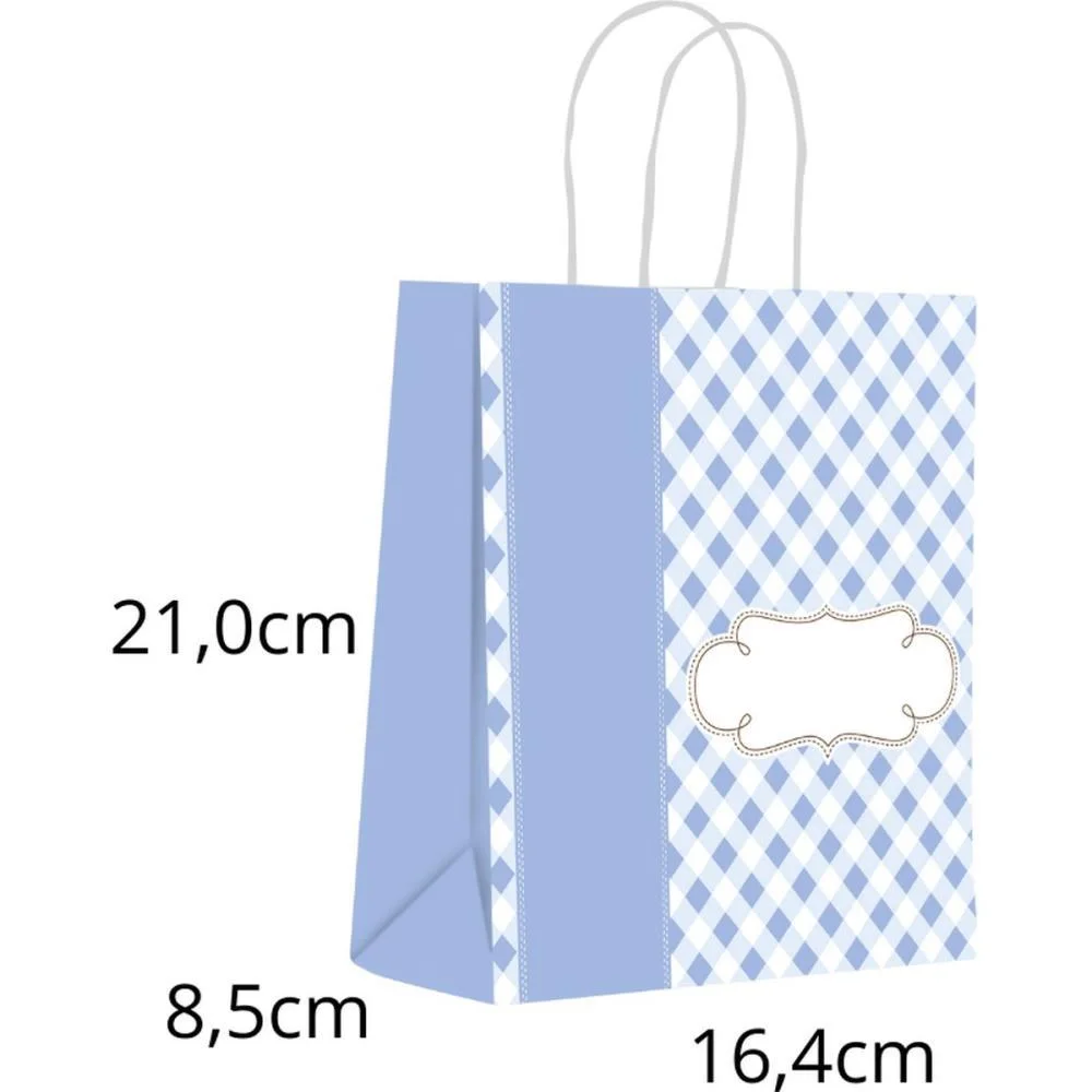 Sacola Para Presente Decorada Baby Azul P 16,4X21X8,5Cm Scrity (Pct.c/10) - imagem 2