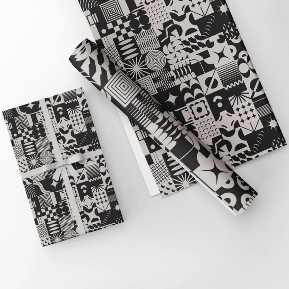Papel Presente Bobina Couche 60Cm. Mod.327 Abstrato Prata Gessele (Bo-100Mts) - imagem 4