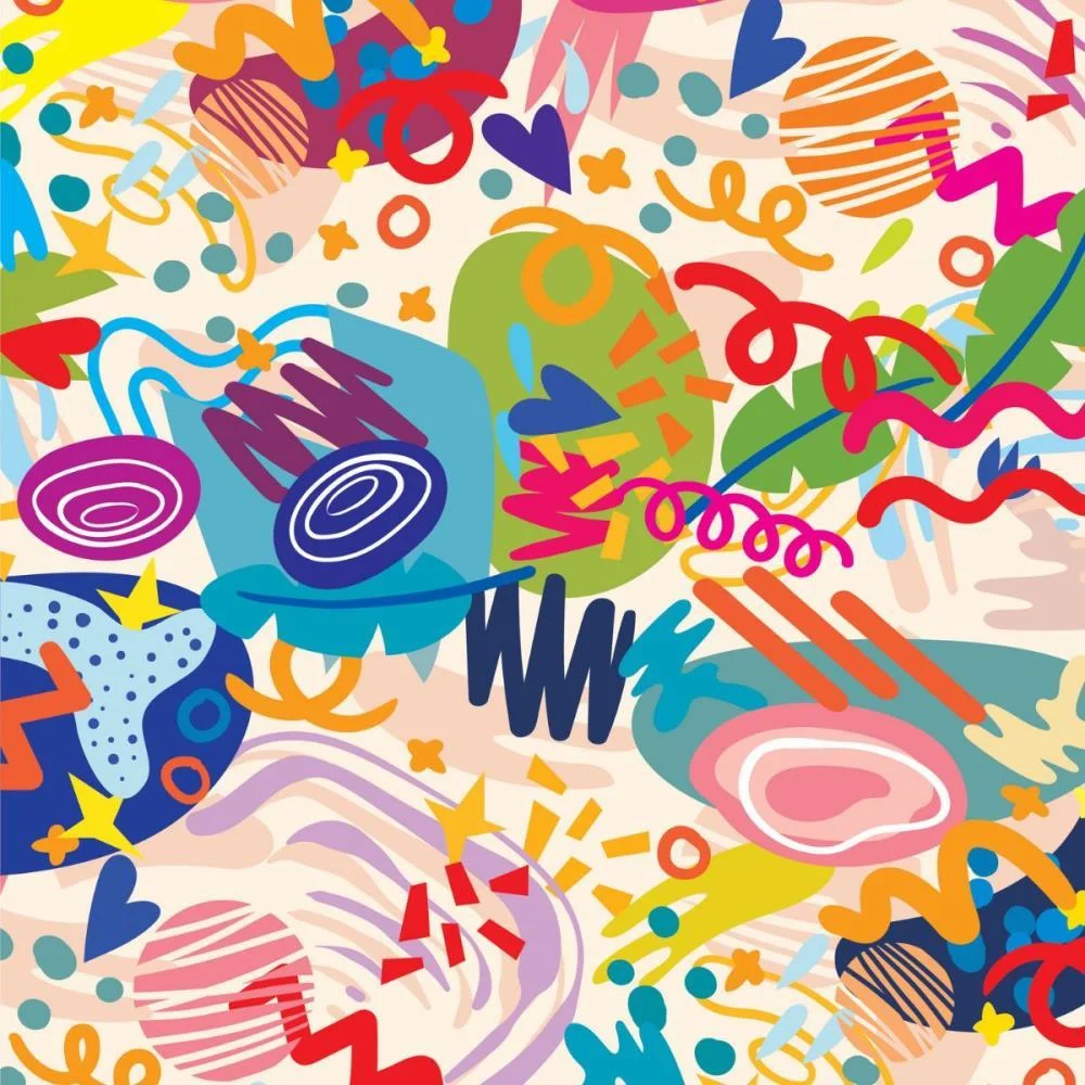 Papel Presente Bobina Couche 60Cm. Mod.333 Rabiscos Colorid Gessele (Bo-100Mts) - imagem 5