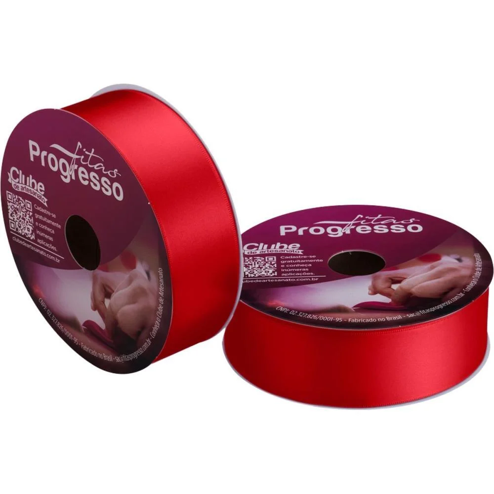 Fita De Cetim 38Mm 50M. Vermelho Cereja 2084 Fitas Progresso (Rolo) - imagem 3