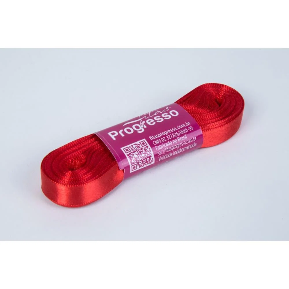 Fita De Cetim 10Mm 10M. Vermelho Tomate 1354 Fitas Progresso (Unidade) - imagem 3