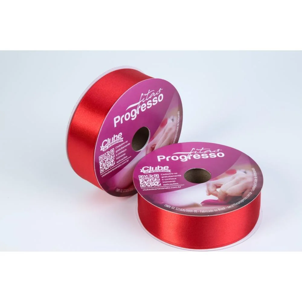 Fita De Cetim 38Mm 50M. Vermelho Tomate 1354 Fitas Progresso (Rolo) - imagem 3