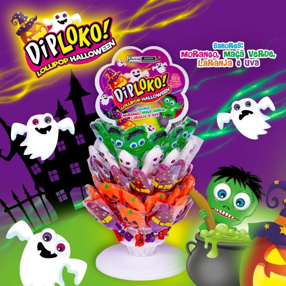 Doce Dip Loko Lollipop Halloween Danilla Foods C/ 60 Unidades - imagem 4