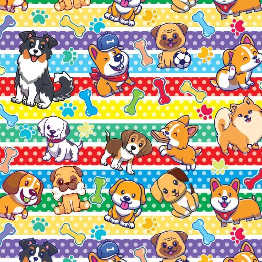 Papel Presente Bobina Couche 60Cm. Mod.125 Cachorrinhos Gessele (Bo-100Mts) - imagem 5