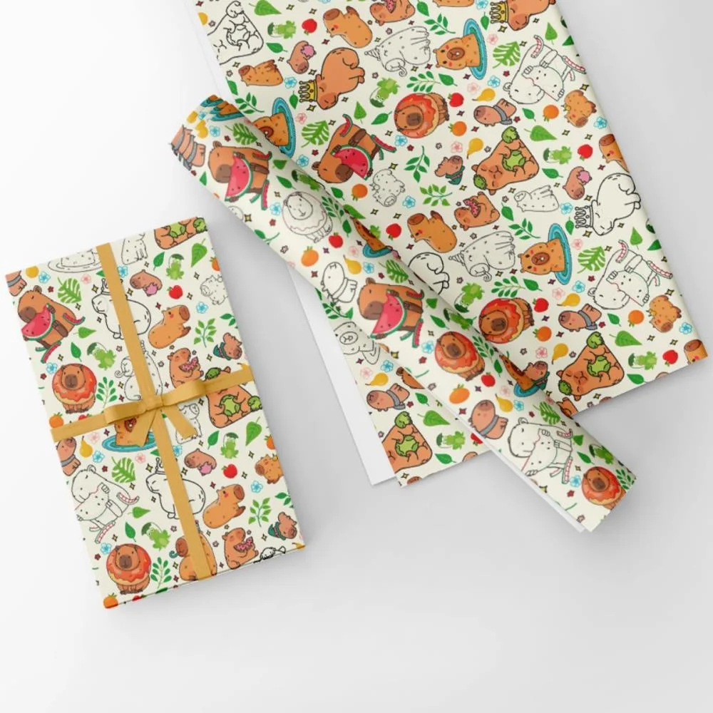 Papel Presente Bobina Couche 60Cm. Mod.156 Capivaras Gessele (Bo-100Mts) - imagem 4