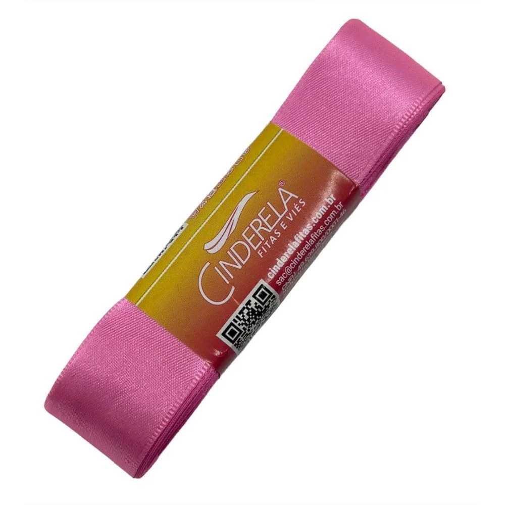 Fita De Cetim 22Mm 10M. Rosa Chiclete Cinderela (Unidade) - imagem 4