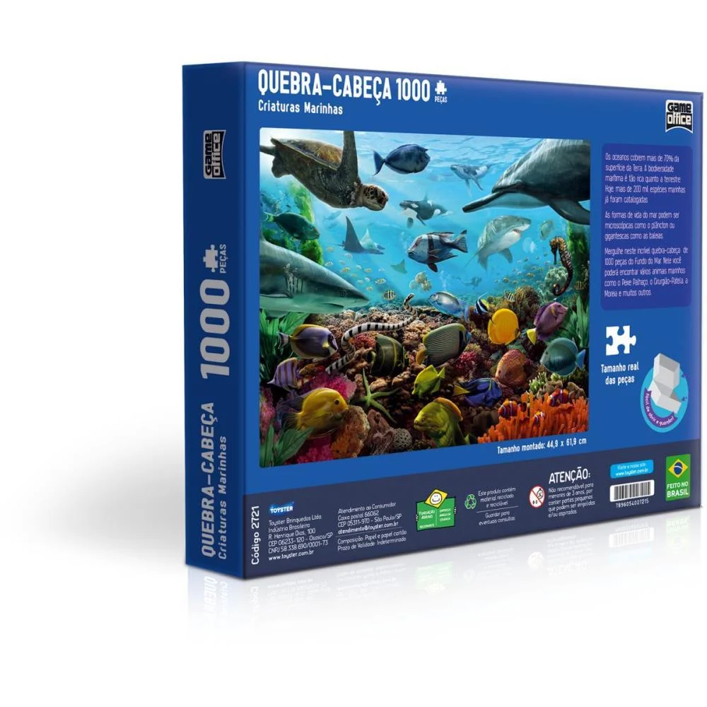Quebra-Cabeca Cartonado Criaturas Marinhas 1000Pcs Toyster (Unidade) - imagem 6