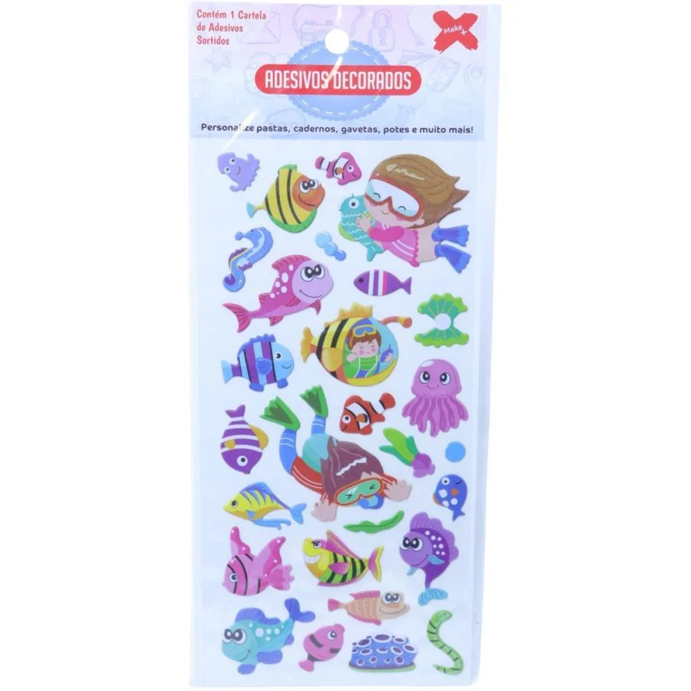 Adesivos Decorados 10X24Cm. Ocen Kids Cart.sortid Make+ (Pct.c/24) - imagem 12