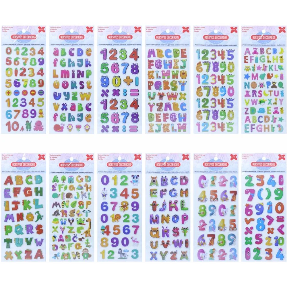Adesivos Decorados 10X24Cm.letras/Numeros Cart.so Make+ (Pct.c/24) - imagem 2