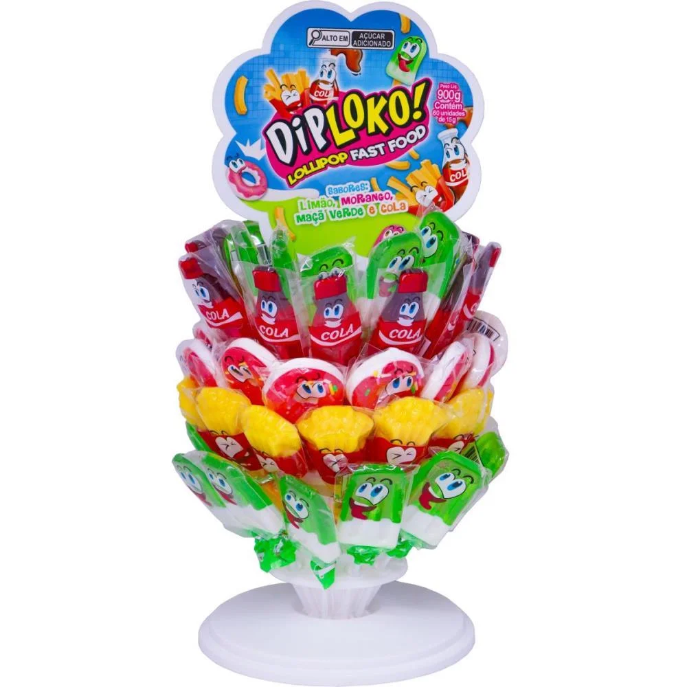 Doce Dip Loko Lollipop Fast Food Danilla Foods C/ 60 Unidades - imagem 4