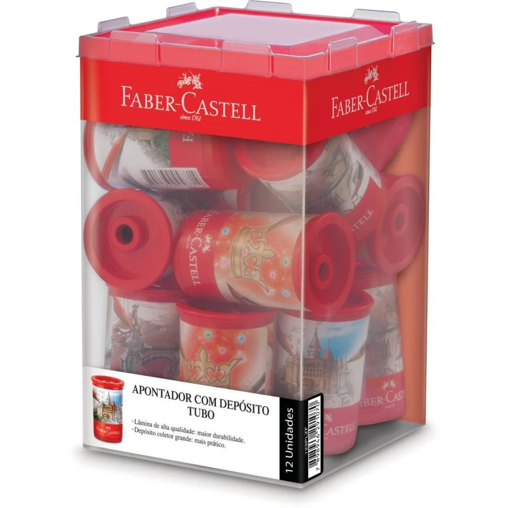 Apontador Com Deposito Tubo Plastico Decorado Subst. Faber-Castell (Dp.c/12) - imagem 3